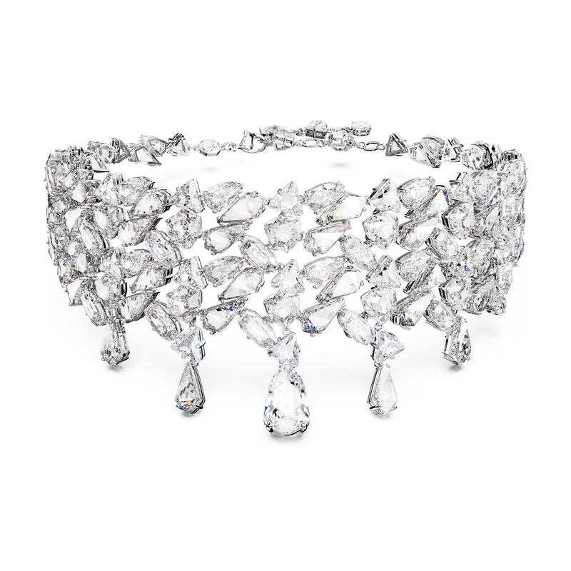 Swarovski Mesmera choker, Mixed cuts, White, Rhodium plated