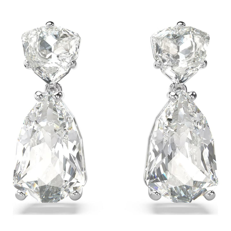 Swarovski Mesmera drop earrings, Mixed cuts, White, Rhodium plated
