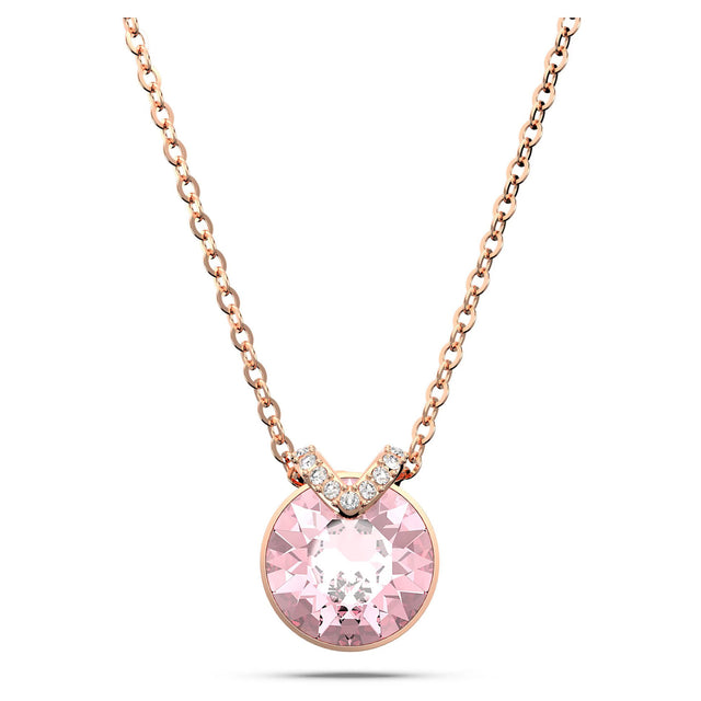 Swarovski Bella V Pendant, Round Cut, Pink, Rose Gold-tone Plated