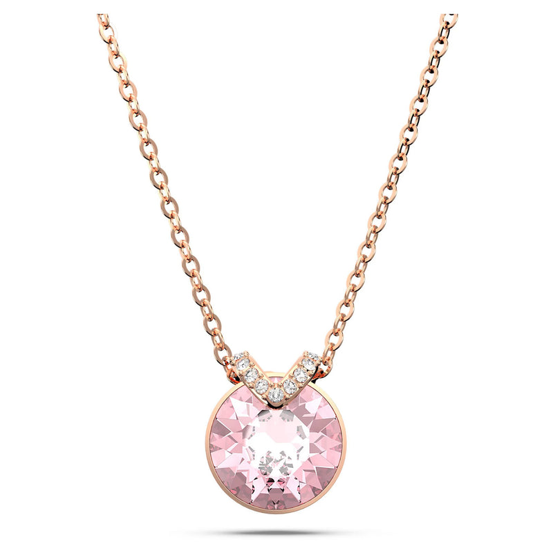 Swarovski Bella V Pendant, Round Cut, Pink, Rose Gold-tone Plated