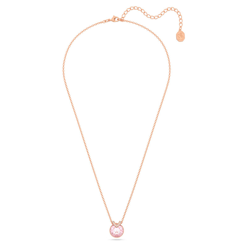 Swarovski Bella V Pendant, Round Cut, Pink, Rose Gold-tone Plated
