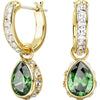 Swarovski Stilla drop earrings, Pear cut, Green, Gold-tone plated
