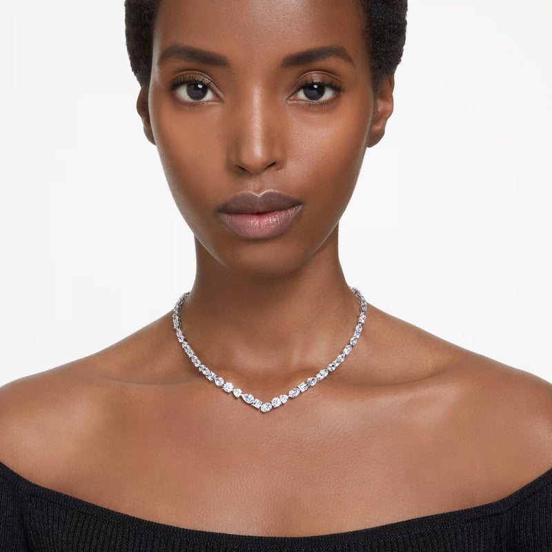 Swarovski Mesmera Necklace, Mixed cuts, White, Rhodium plated