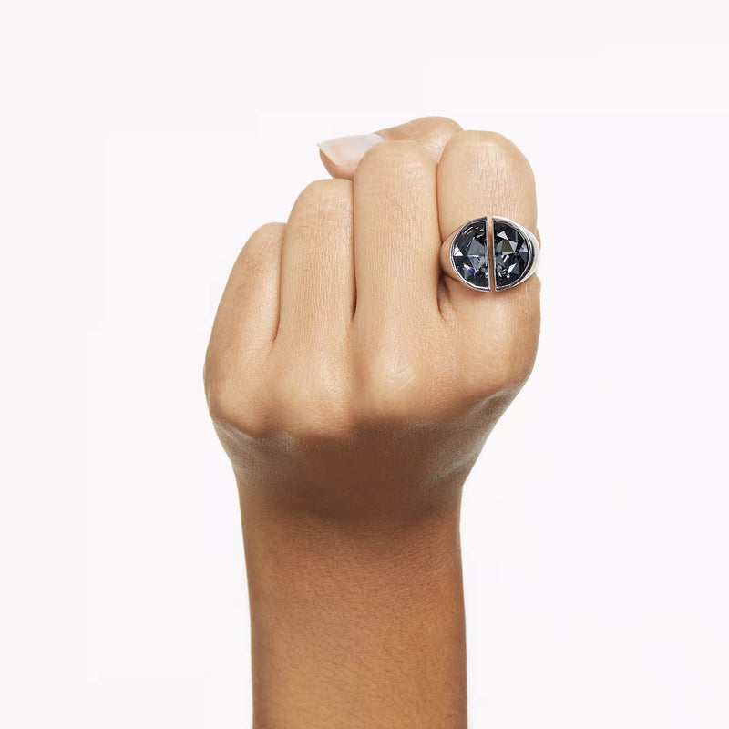 Swarovski Lucent cocktail ring, Grey, Rhodium plated