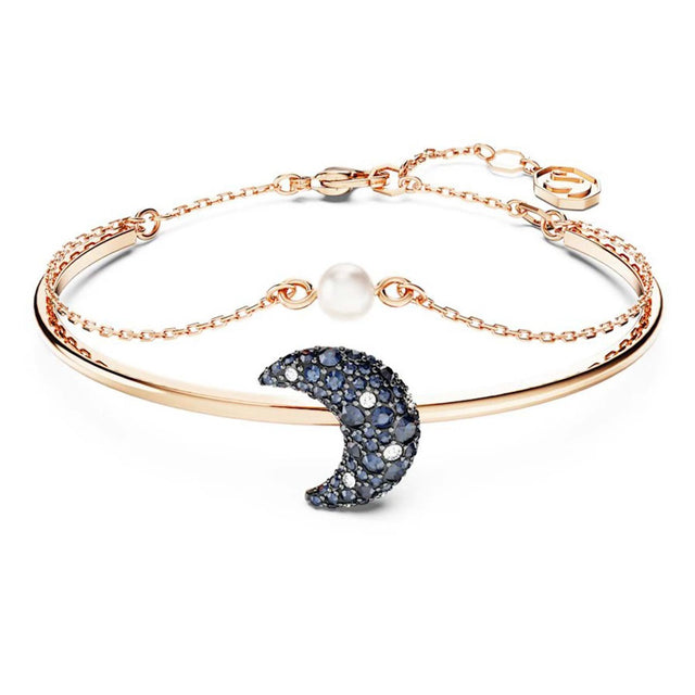 Swarovski Luna bangle, Moon, Multicolored, Rose gold-tone plated