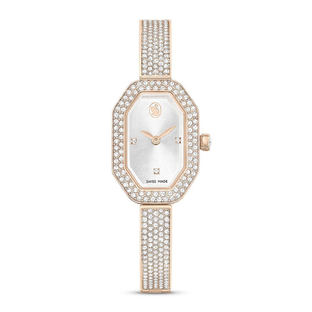 Swarovski Dextera Bangle watch, Swiss Made, Metal bracelet, Gold tone, Champagne gold-tone finish
