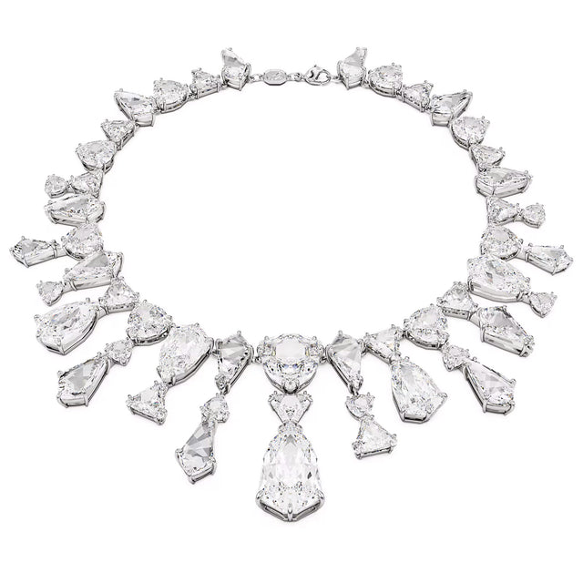 Swarovski Mesmera necklace, Statement, Mixed cuts, White, Rhodium plated