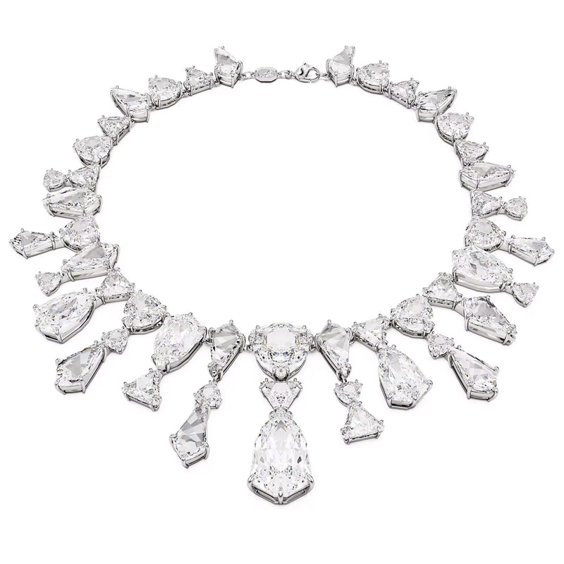 Swarovski Mesmera necklace, Statement, Mixed cuts, White, Rhodium plated