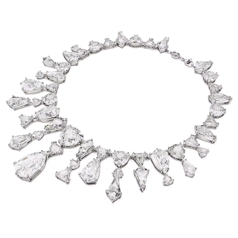 Swarovski Mesmera necklace, Statement, Mixed cuts, White, Rhodium plated