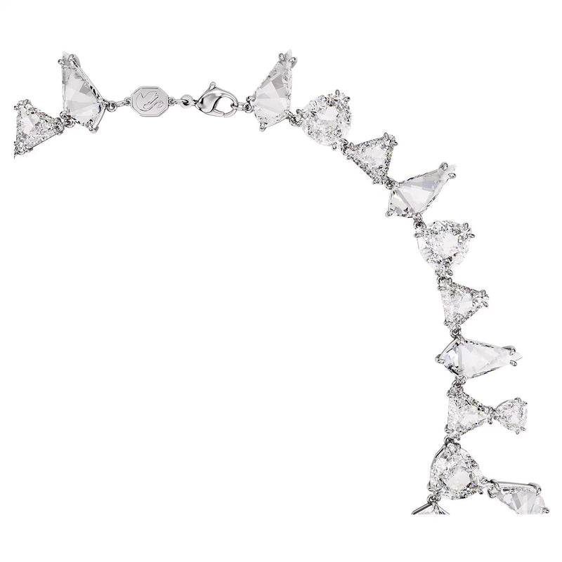 Swarovski Mesmera necklace, Statement, Mixed cuts, White, Rhodium plated