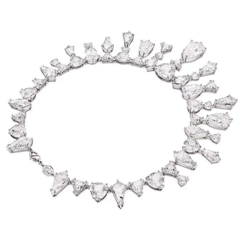 Swarovski Mesmera necklace, Statement, Mixed cuts, White, Rhodium plated