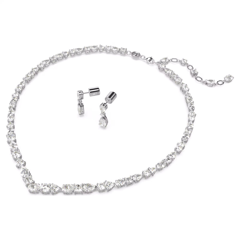 Swarovski Mesmera Set, Mixed cuts, White, Rhodium plated