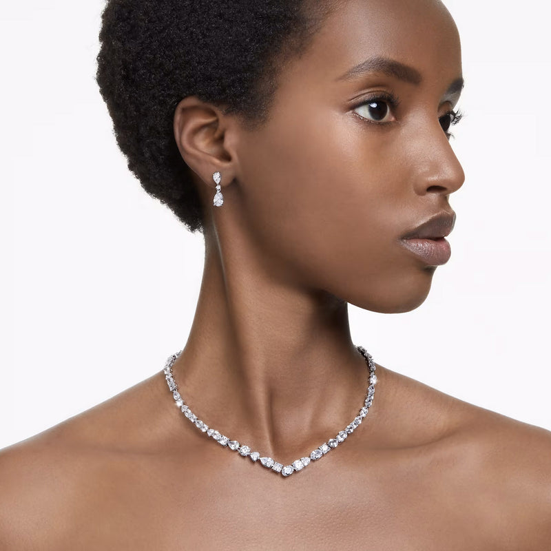 Swarovski Mesmera Set, Mixed cuts, White, Rhodium plated