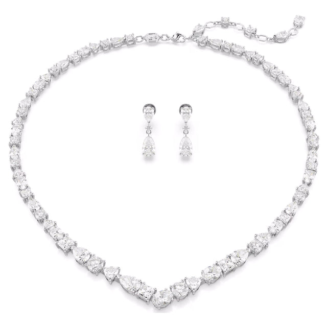 Swarovski Mesmera Set, Mixed cuts, White, Rhodium plated