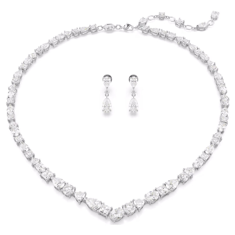 Swarovski Mesmera Set, Mixed cuts, White, Rhodium plated