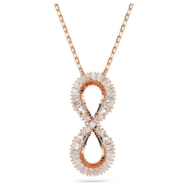 Swarovski Hyperbola pendant, Infinity, White, Rose gold-tone plated
