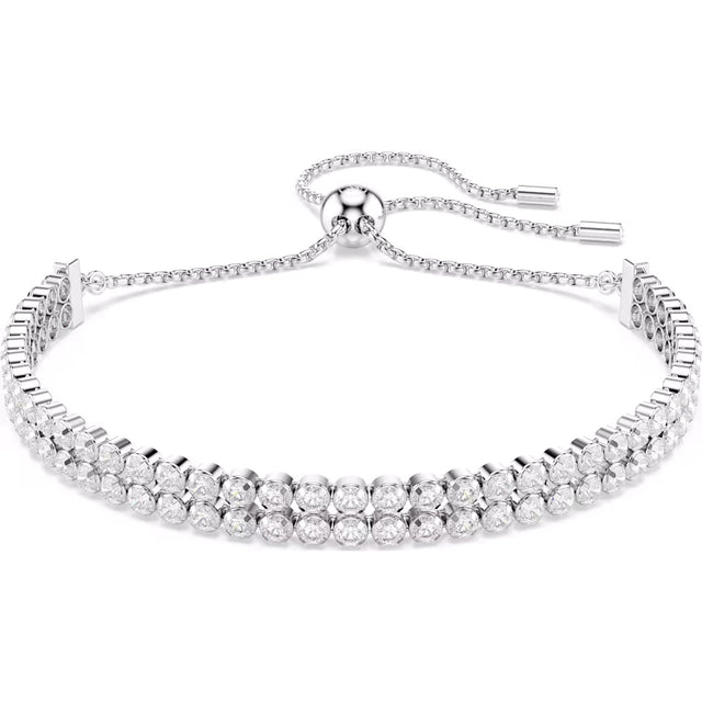 Swarovski Matrix Tennis bracelet, Round cut, White, Rhodium plated, Medium
