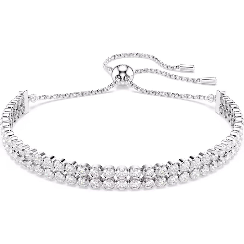 Swarovski Matrix Tennis bracelet, Round cut, White, Rhodium plated, Medium