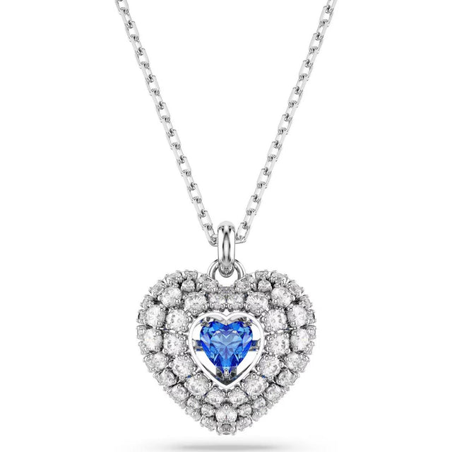 Swarovski Hyperbola pendant, Heart, Blue, Rhodium plated