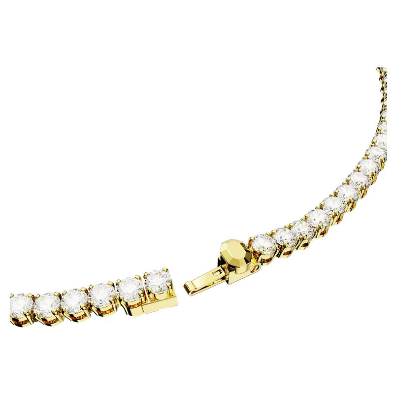 Swarovski Matrix Tennis necklace, Medium, Round cut, White, Gold-tone plated