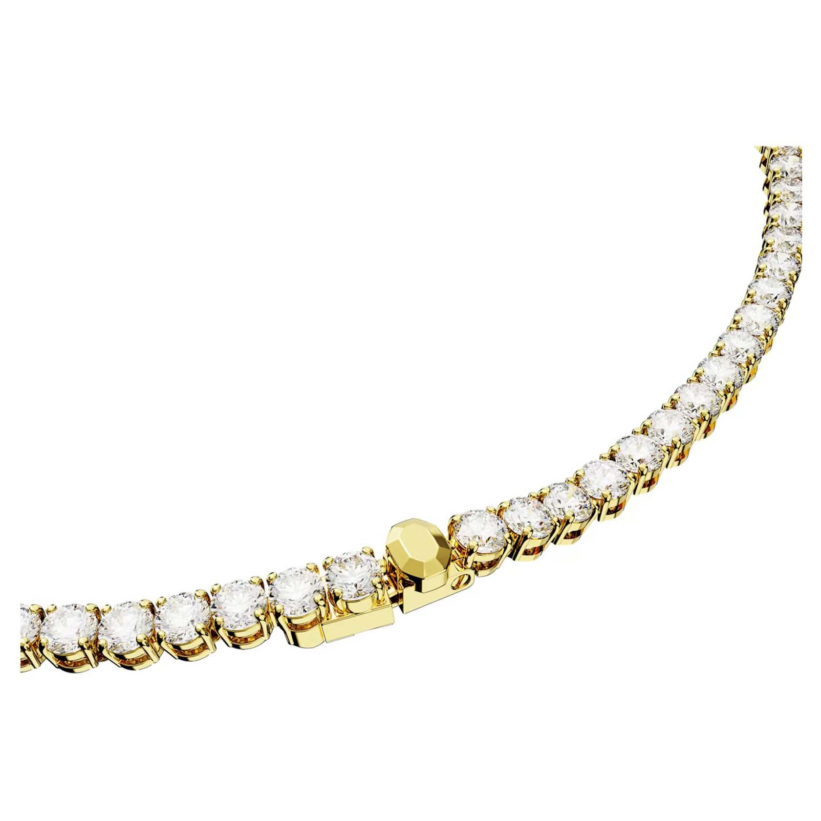 Swarovski Matrix Tennis necklace, Medium, Round cut, White, Gold-tone plated Swarovski Matrix Tennis necklace, Medium, Round cut, White, Gold-tone plated