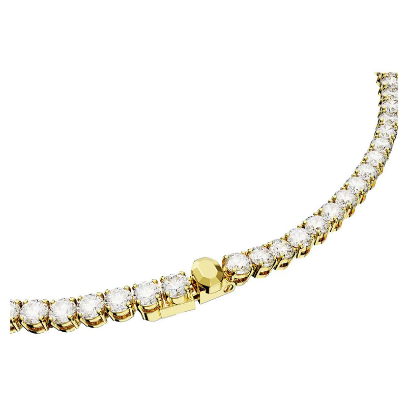 Swarovski Matrix Tennis necklace, Medium, Round cut, White, Gold-tone plated