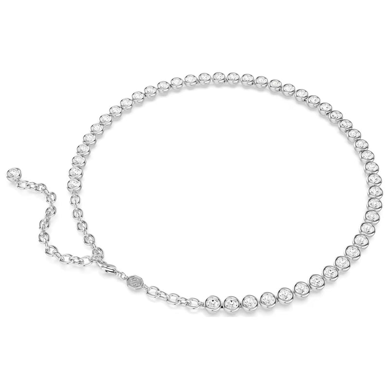Swarovski Imber Tennis necklace, Round cut, White, Rhodium plated