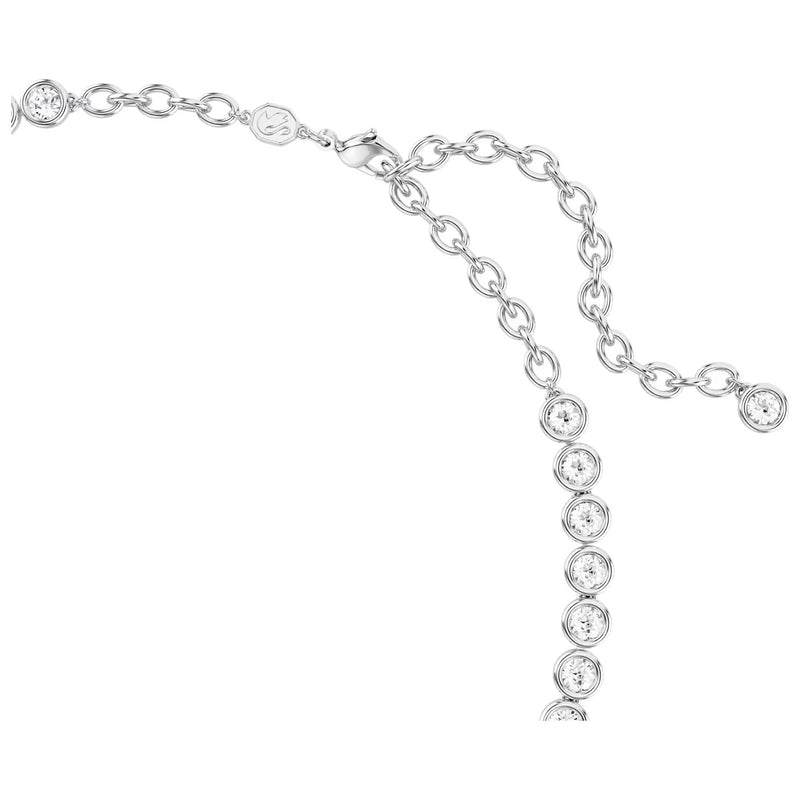 Swarovski Imber Tennis necklace, Round cut, White, Rhodium plated