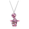 Swarovski Alice in Wonderland pendant, Cat, Pink, Rhodium plated