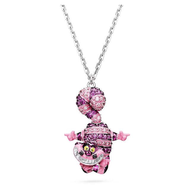 Swarovski Alice in Wonderland pendant, Cat, Pink, Rhodium plated