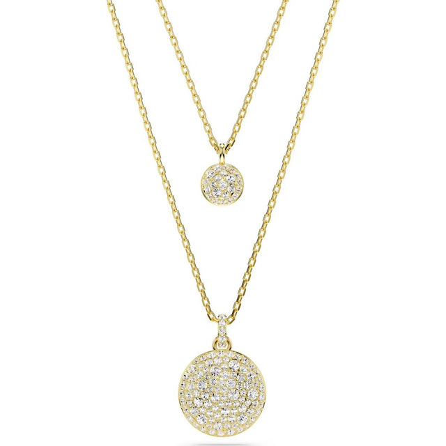 Swarovski Meteora layered pendant, White, Gold-tone plated
