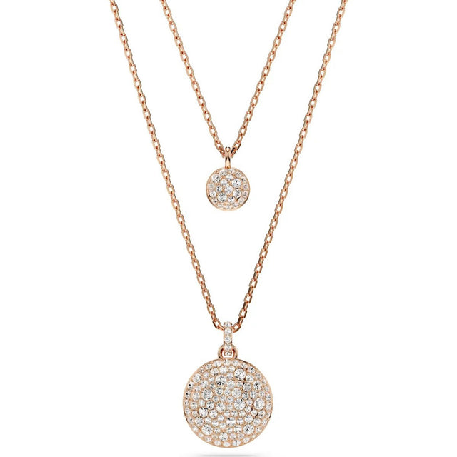 Swarovski Meteora layered pendant, White, Rose gold-tone plated
