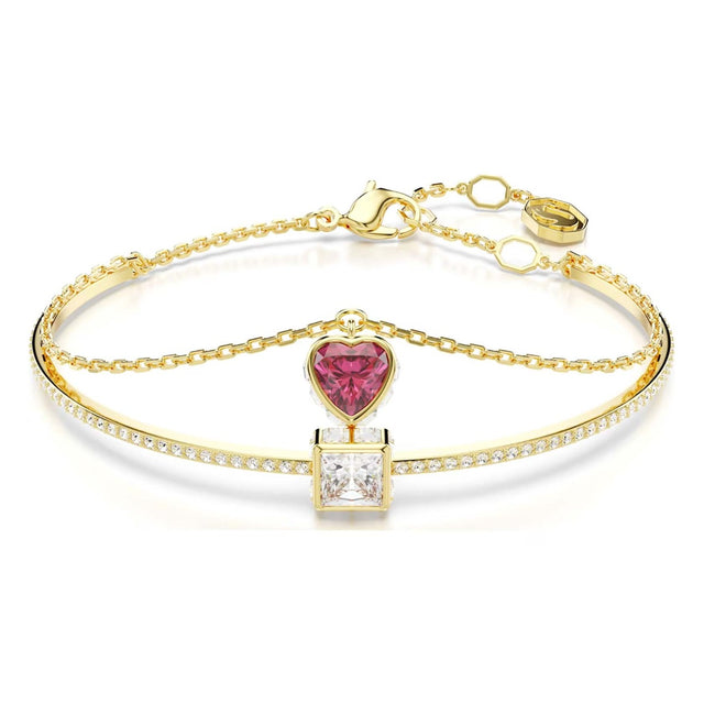 Swarovski Chroma bangle, Heart, Red, Gold-tone plated
