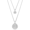 Swarovski Meteora layered pendant, White, Rhodium plated