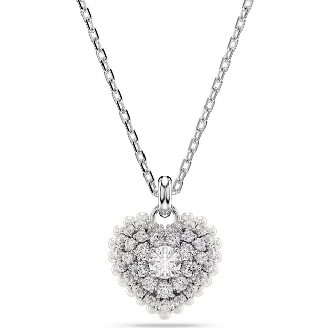 Swarovski Hyperbola pendant, Heart, White, Rhodium plated