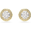 Swarovski Una stud earrings, Round cut, Gold tone, Gold-tone plated