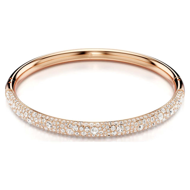 Swarovski Meteora bangle, Snow pave, White, Rose gold-tone plated
