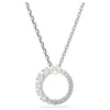Swarovski Matrix swirl pendant, Crystal pearl, Round cut, White, Rhodium plated