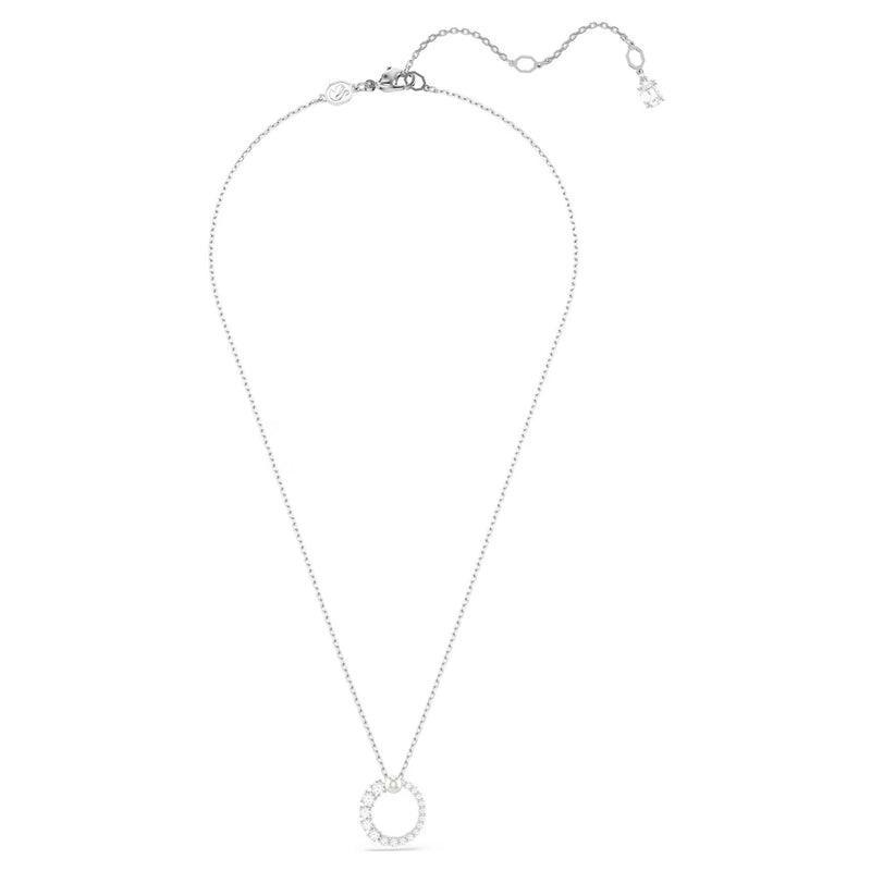 Swarovski Matrix swirl pendant, Crystal pearl, Round cut, White, Rhodium plated