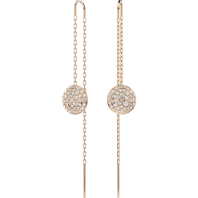 Swarovski Meteora drop earrings, White, Rose gold-tone plated