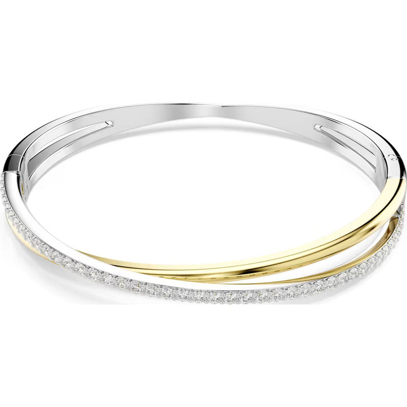 Swarovski Hyperbola bangle, Round cut, White, Mixed metal finish