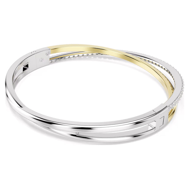 Swarovski Hyperbola bangle, Round cut, White, Mixed metal finish, Large