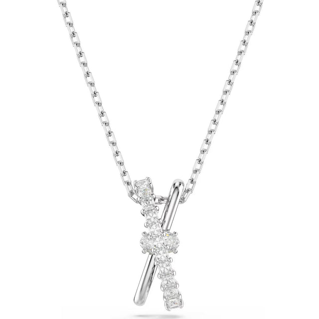 Swarovski Hyperbola pendant, Mixed cuts, Twist, White, Rhodium plated
