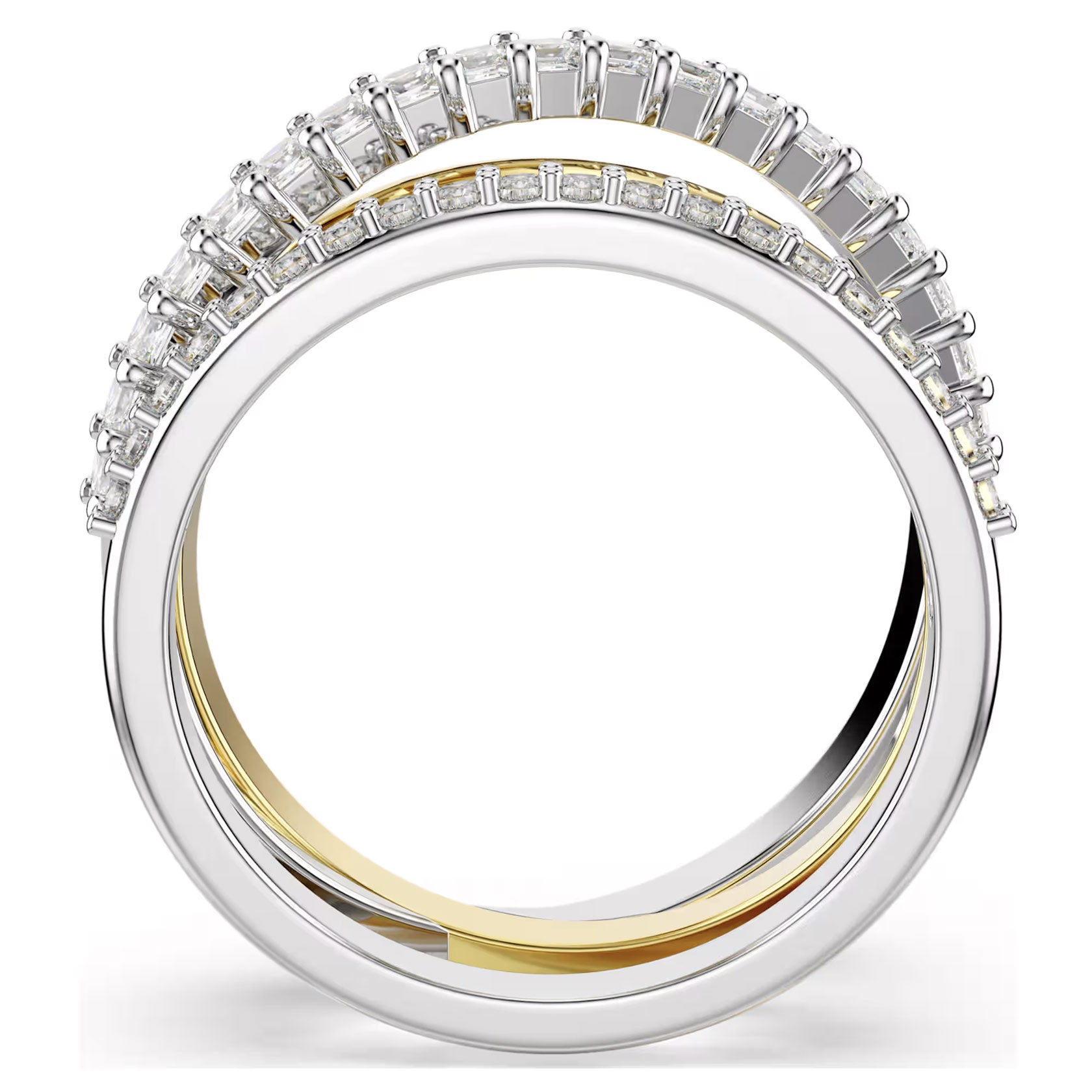 Swarovski Hyperbola ring, Mixed cuts, White, Mixed metal finish