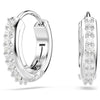 Swarovski Matrix hoop earrings, Round, White, Rhodium plated