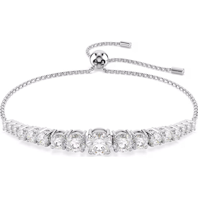 Swarovski Matrix bracelet, Gradient of round cuts, White, Rhodium plated, Medium