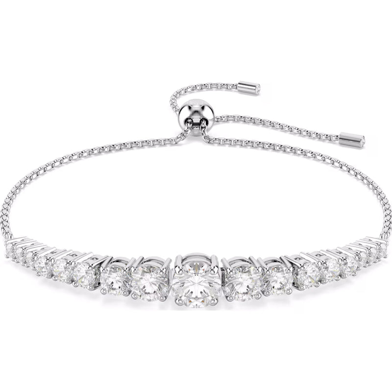 Swarovski Matrix bracelet, Gradient of round cuts, White, Rhodium plated, Medium