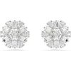 Swarovski Idyllia stud earrings, Mixed cuts, Snowflake, White, Rhodium plated