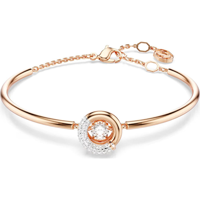 Swarovski Dextera bangle, Round cut, White, Rose gold-tone plated