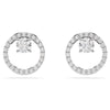 Swarovski Constella stud earrings, Round cut, White, Rhodium plated